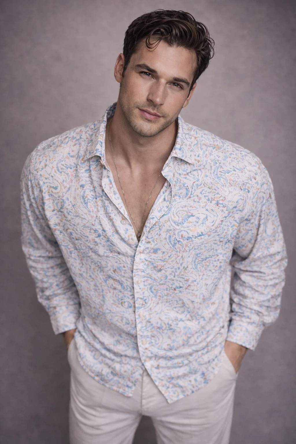 Blue Chaos Print Full Sleeves Shirt - Image 4
